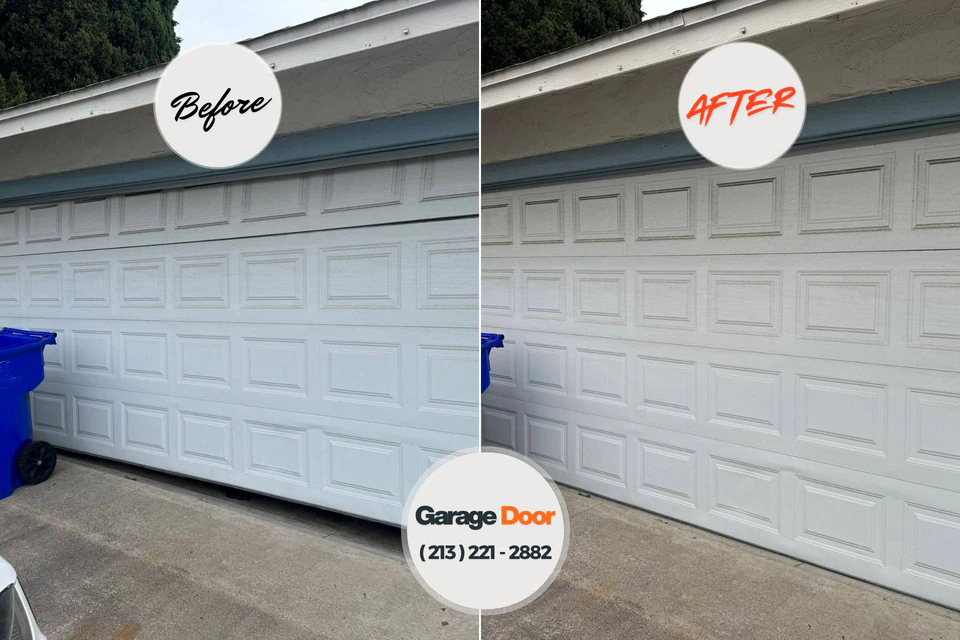 Before and after: garage door repair Oostburg, WI